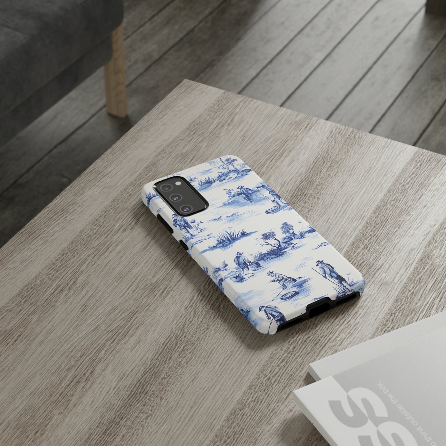 Fly Fishermen - Royal Blue Toile Pattern - Tough Cases