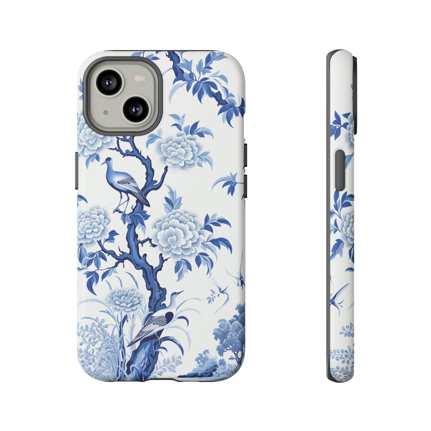 Birds in the wood - Royal Blue Toile Pattern - Tough Cases