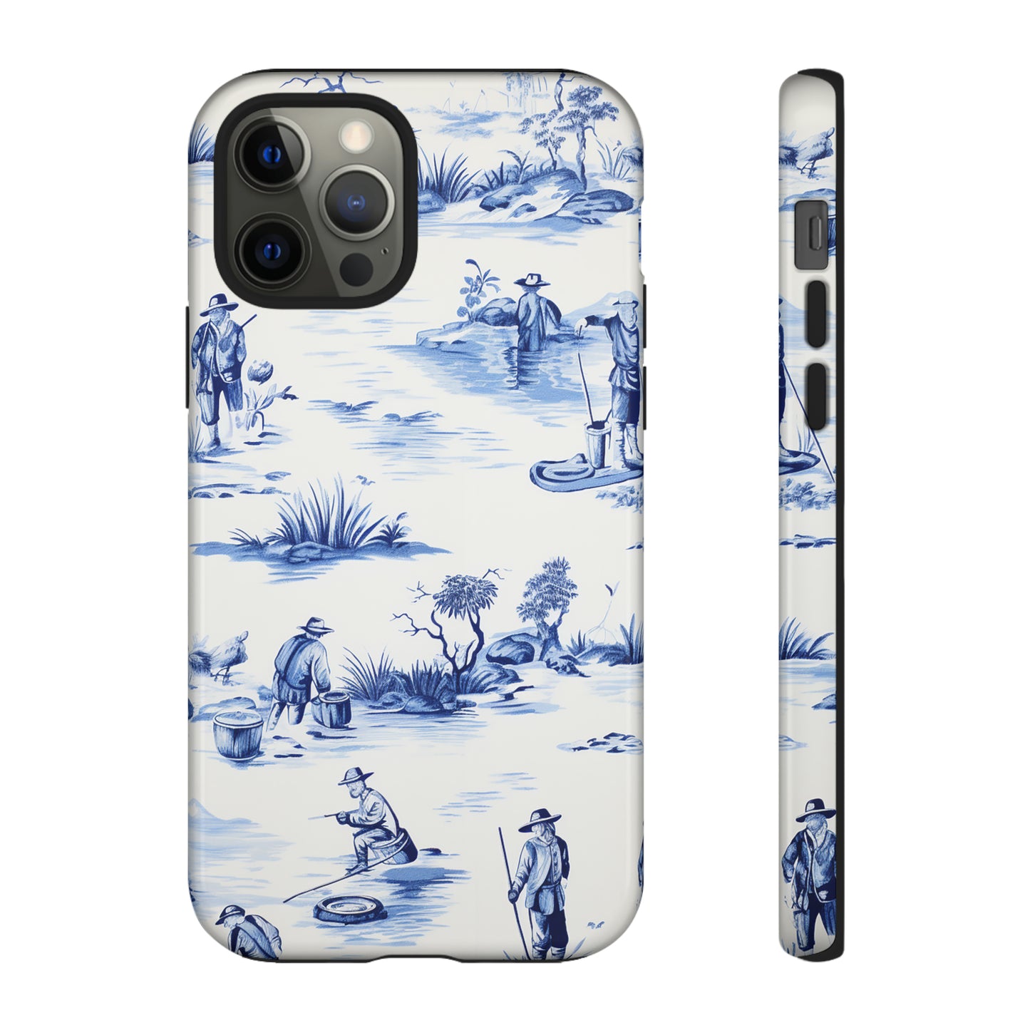 Fly Fishermen - Royal Blue Toile Pattern - Tough Cases