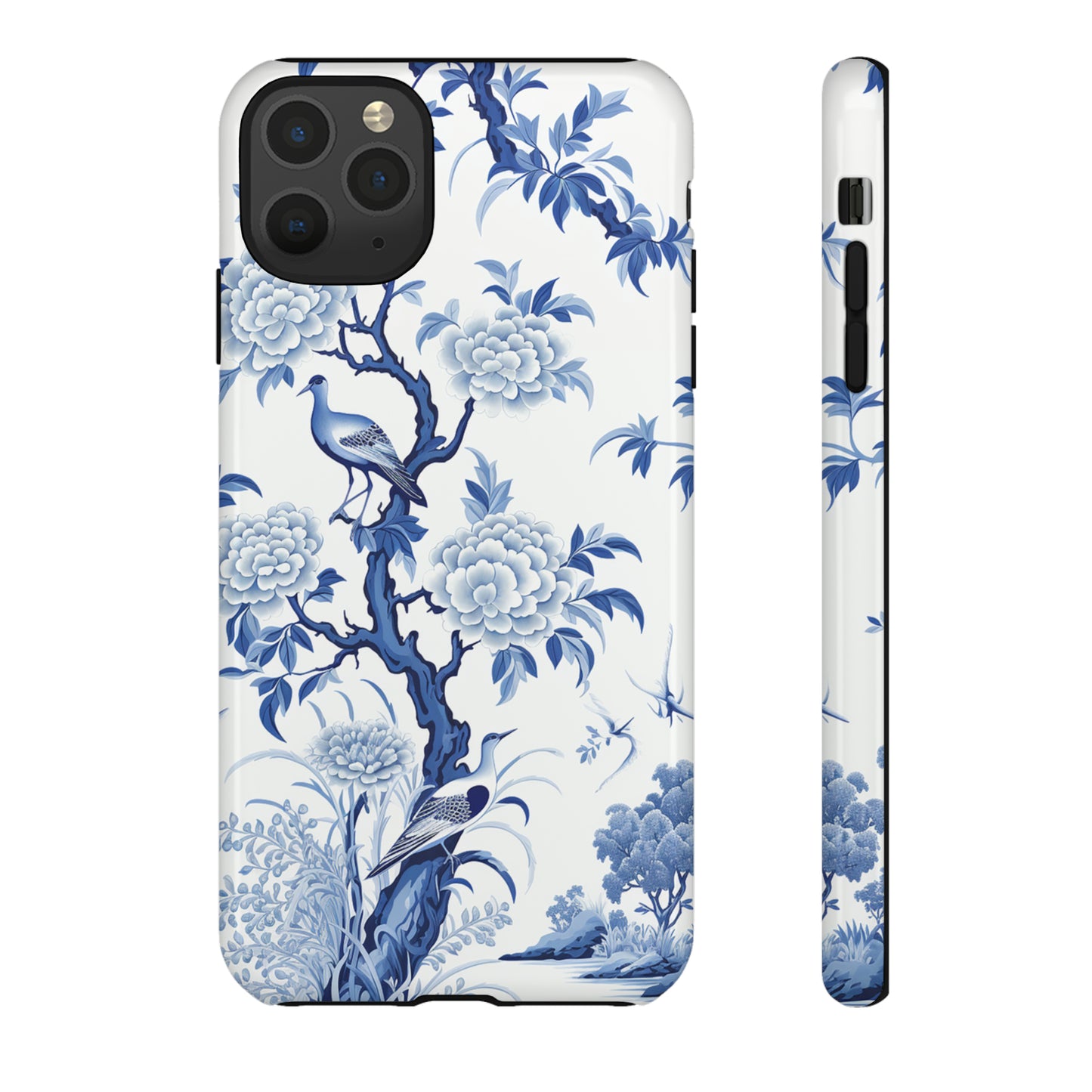 Birds in the wood - Royal Blue Toile Pattern - Tough Cases
