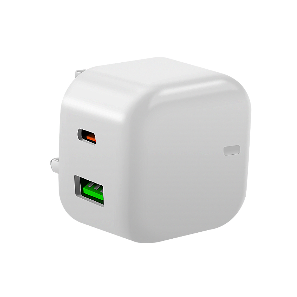 Dual USB-A and USB-C 20W UK 3-Pin Wall Charger