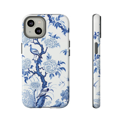 Birds in the wood - Royal Blue Toile Pattern - Tough Cases