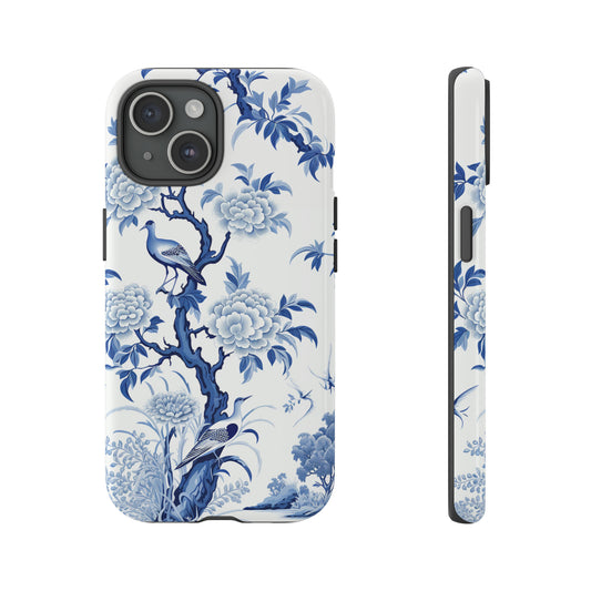 Birds in the wood - Royal Blue Toile Pattern - Tough Cases