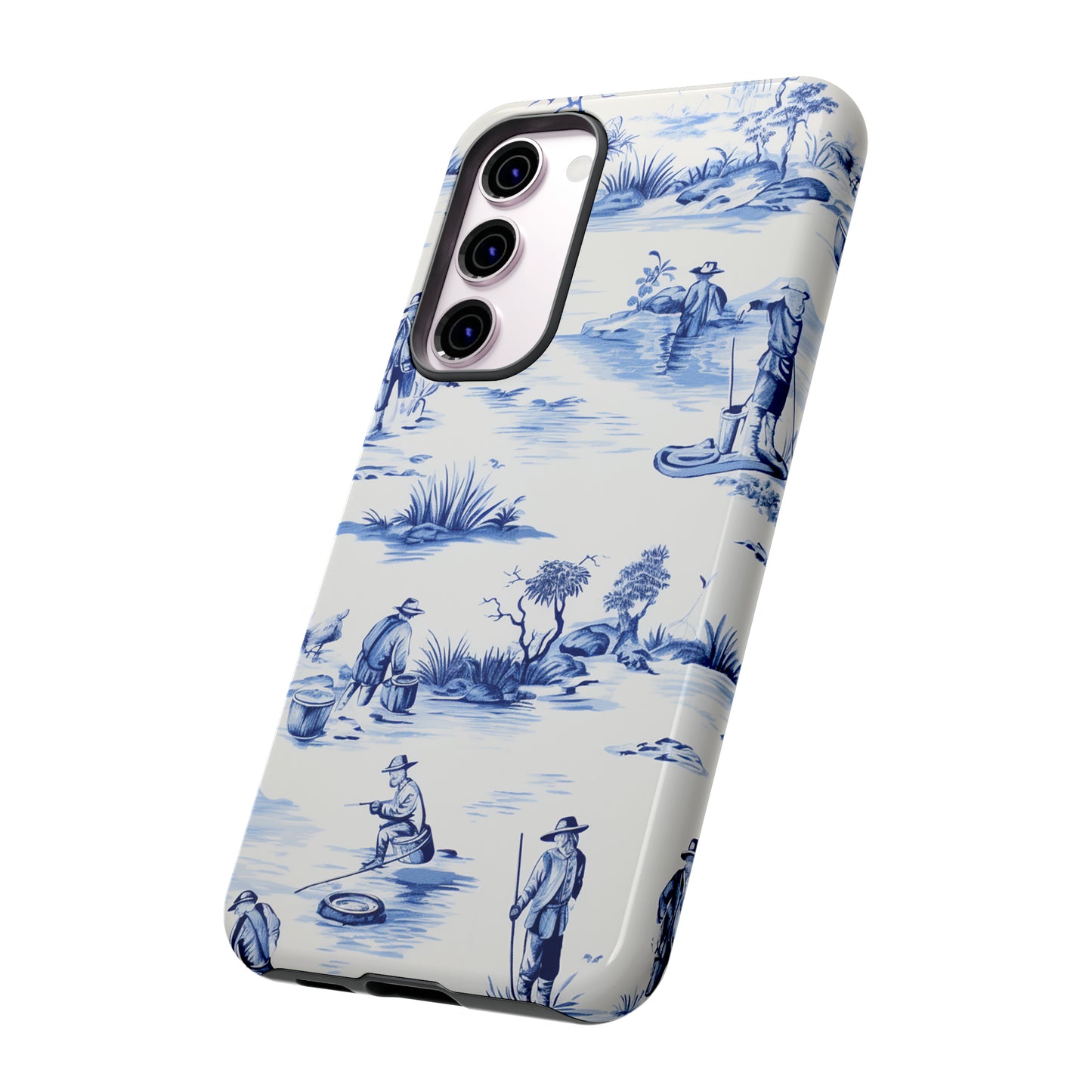 Fly Fishermen - Royal Blue Toile Pattern - Tough Cases