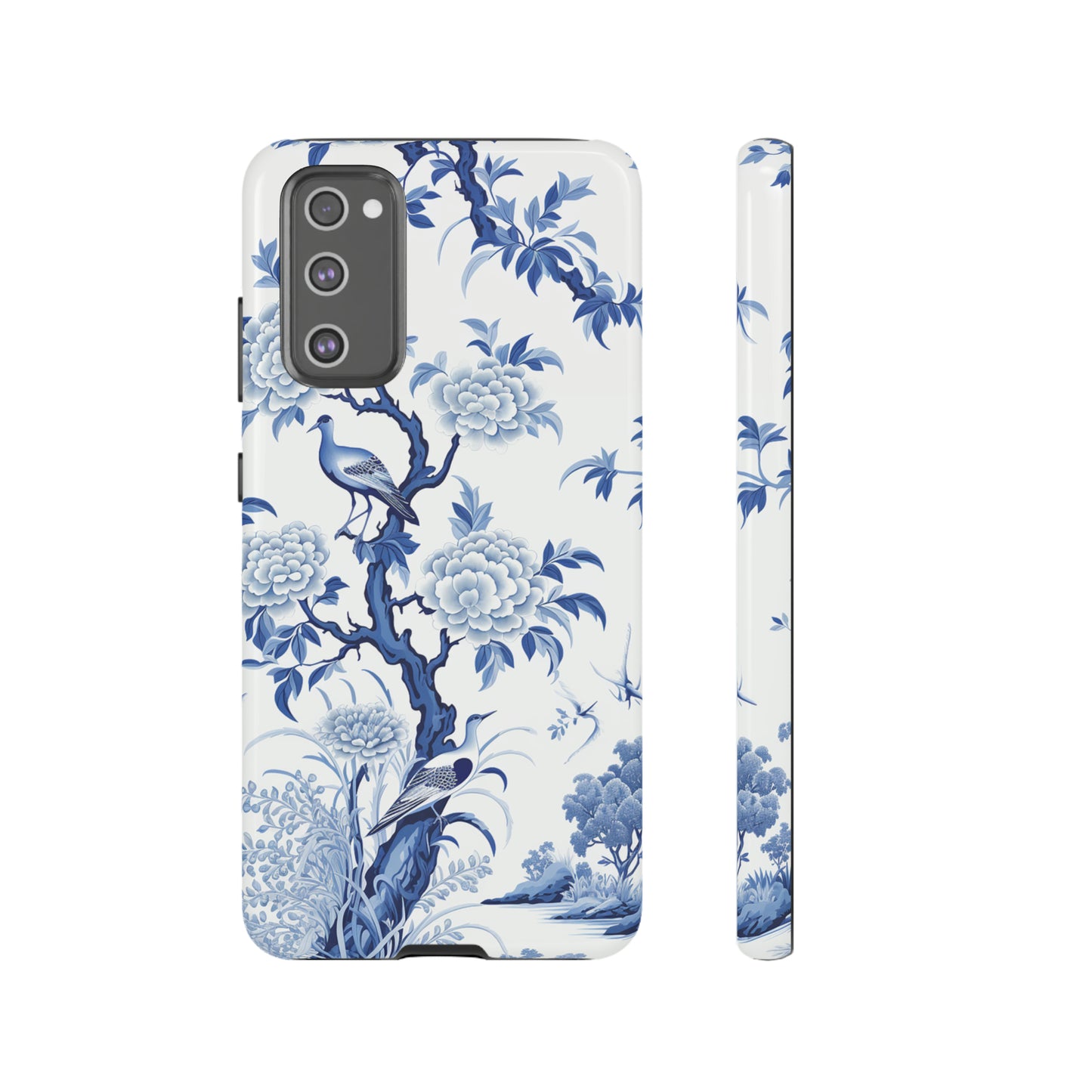 Birds in the wood - Royal Blue Toile Pattern - Tough Cases