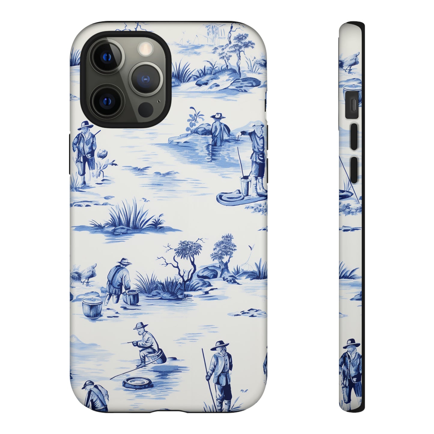 Fly Fishermen - Royal Blue Toile Pattern - Tough Cases