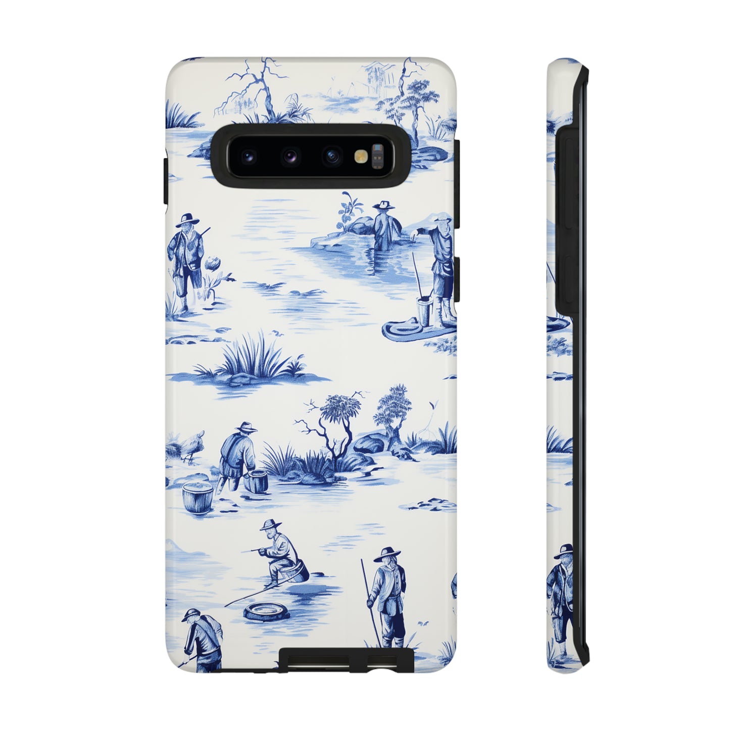 Fly Fishermen - Royal Blue Toile Pattern - Tough Cases