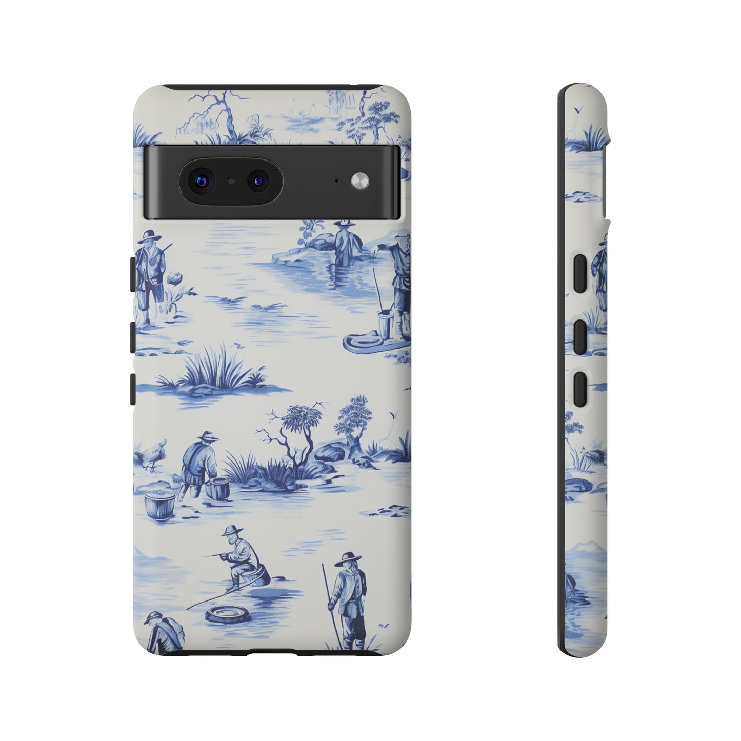 Fly Fishermen - Royal Blue Toile Pattern - Tough Cases