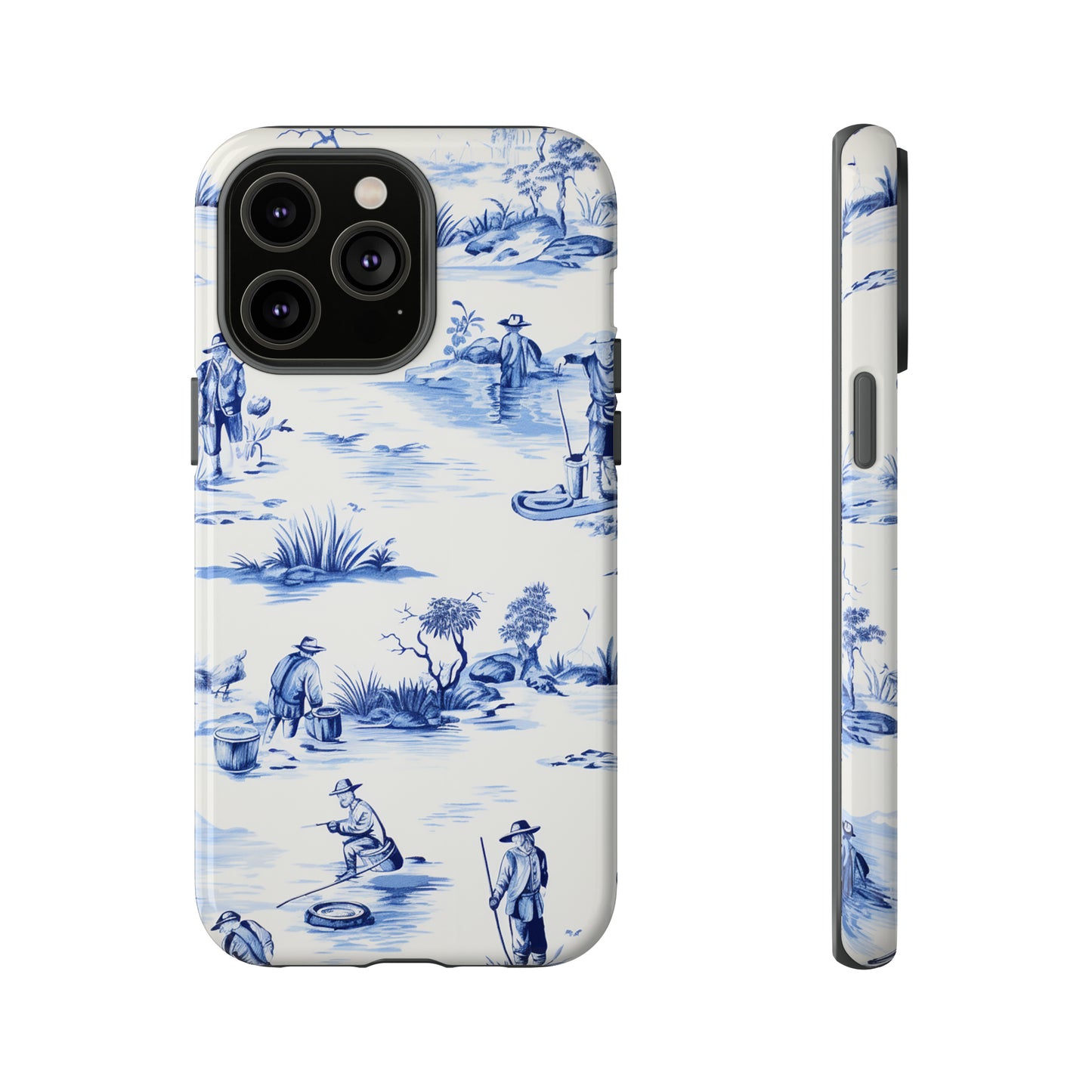 Fly Fishermen - Royal Blue Toile Pattern - Tough Cases