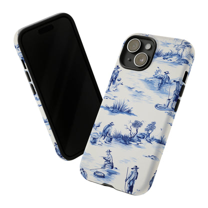 Fly Fishermen - Royal Blue Toile Pattern - Tough Cases