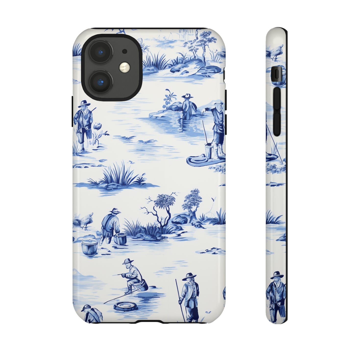 Fly Fishermen - Royal Blue Toile Pattern - Tough Cases