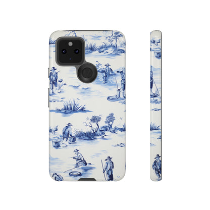 Fly Fishermen - Royal Blue Toile Pattern - Tough Cases