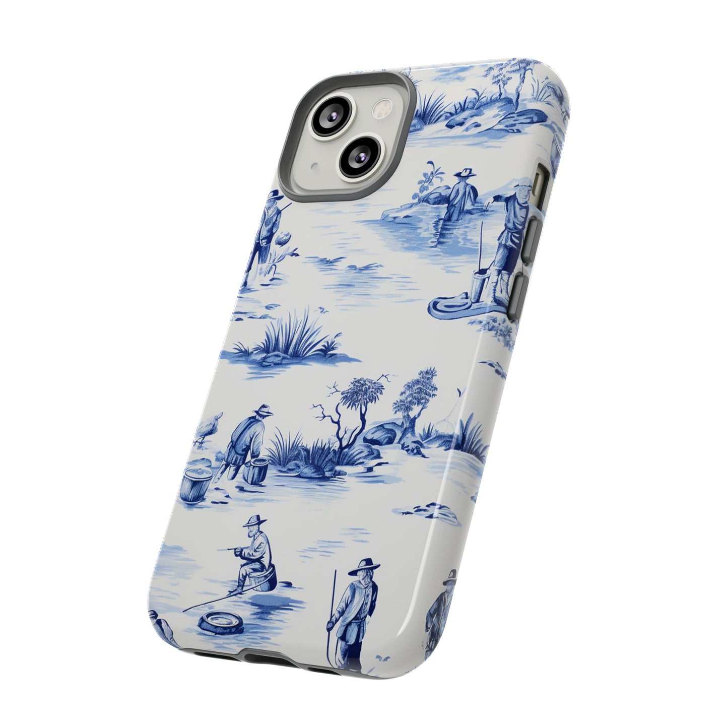 Fly Fishermen - Royal Blue Toile Pattern - Tough Cases