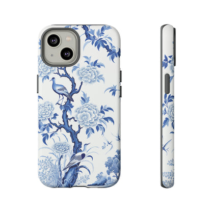 Birds in the wood - Royal Blue Toile Pattern - Tough Cases