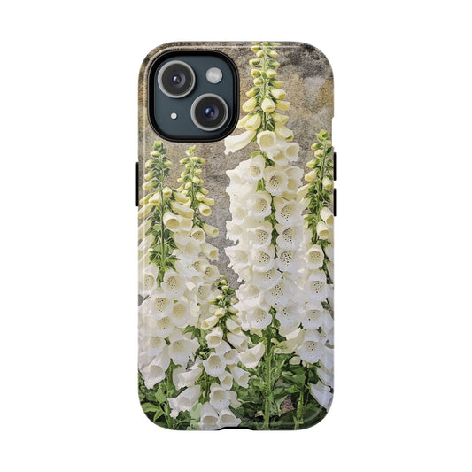 White Foxgloves Watercolour Phone Case With Magnetic Functionality