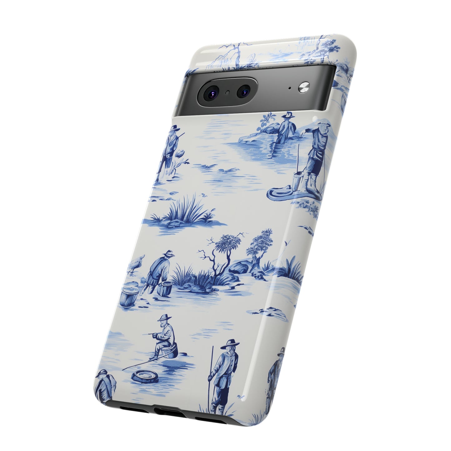 Fly Fishermen - Royal Blue Toile Pattern - Tough Cases