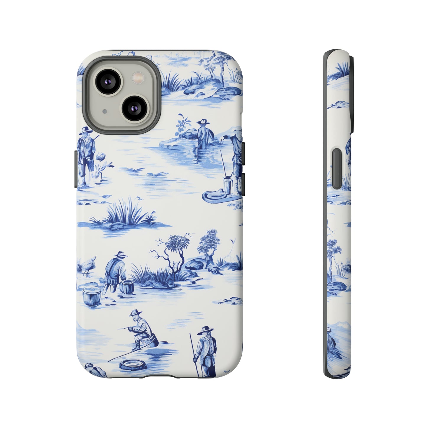 Fly Fishermen - Royal Blue Toile Pattern - Tough Cases