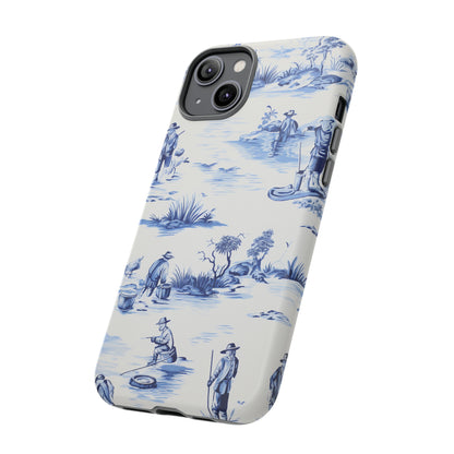 Fly Fishermen - Royal Blue Toile Pattern - Tough Cases