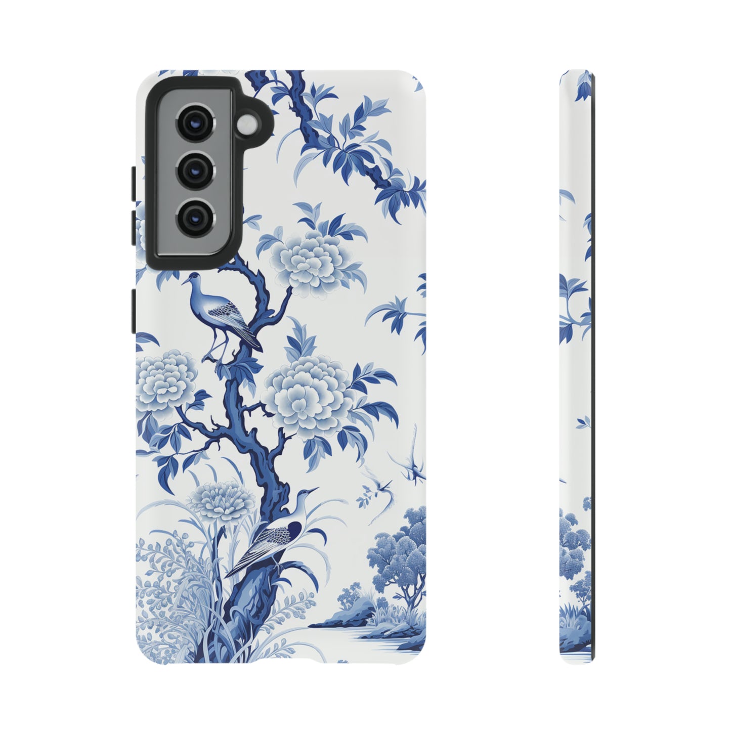 Birds in the wood - Royal Blue Toile Pattern - Tough Cases