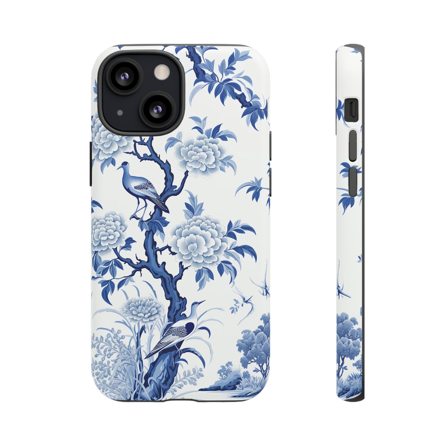 Birds in the wood - Royal Blue Toile Pattern - Tough Cases