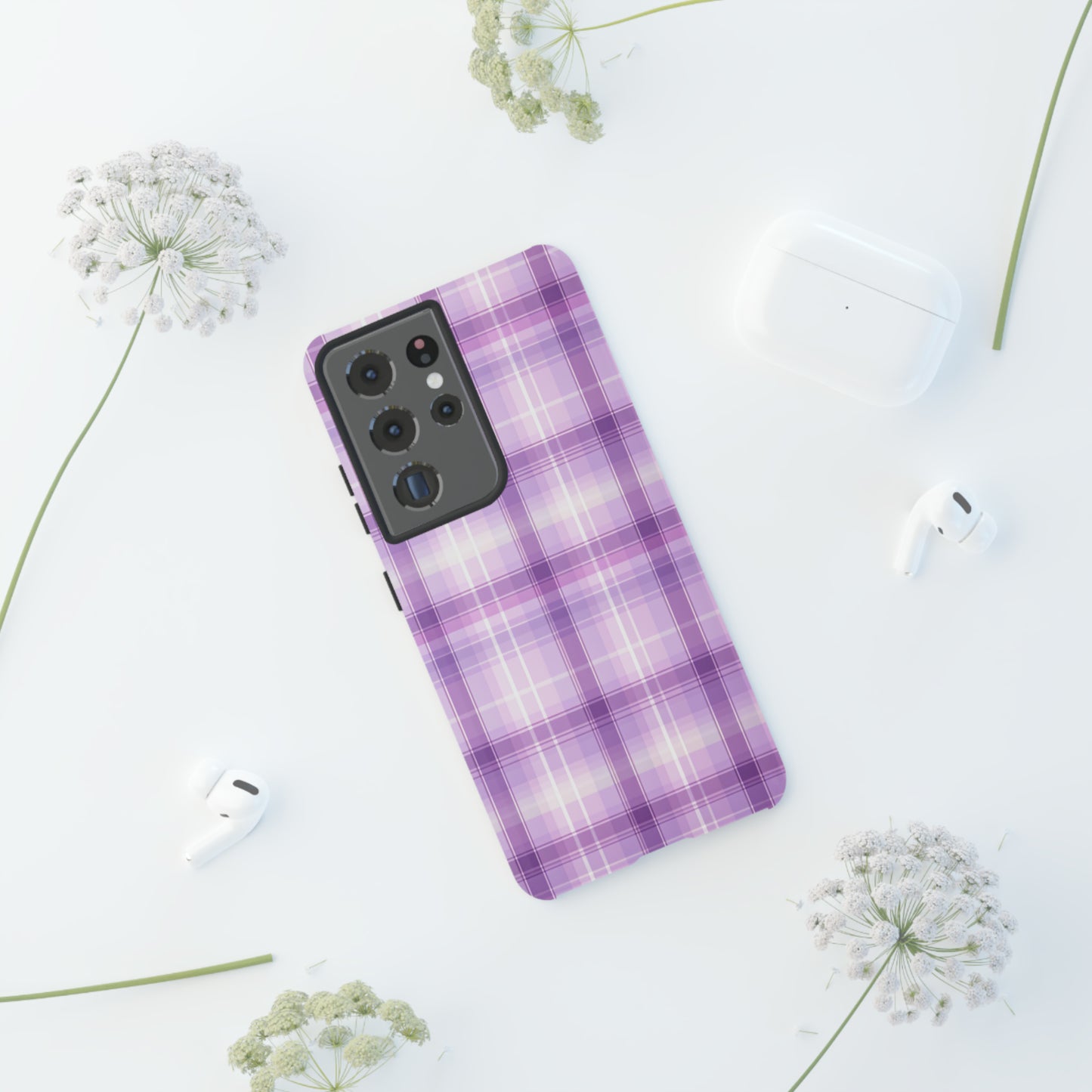 Pastel Lilac Tartan - Tough Cases