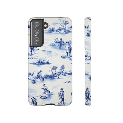 Fly Fishermen - Royal Blue Toile Pattern - Tough Cases