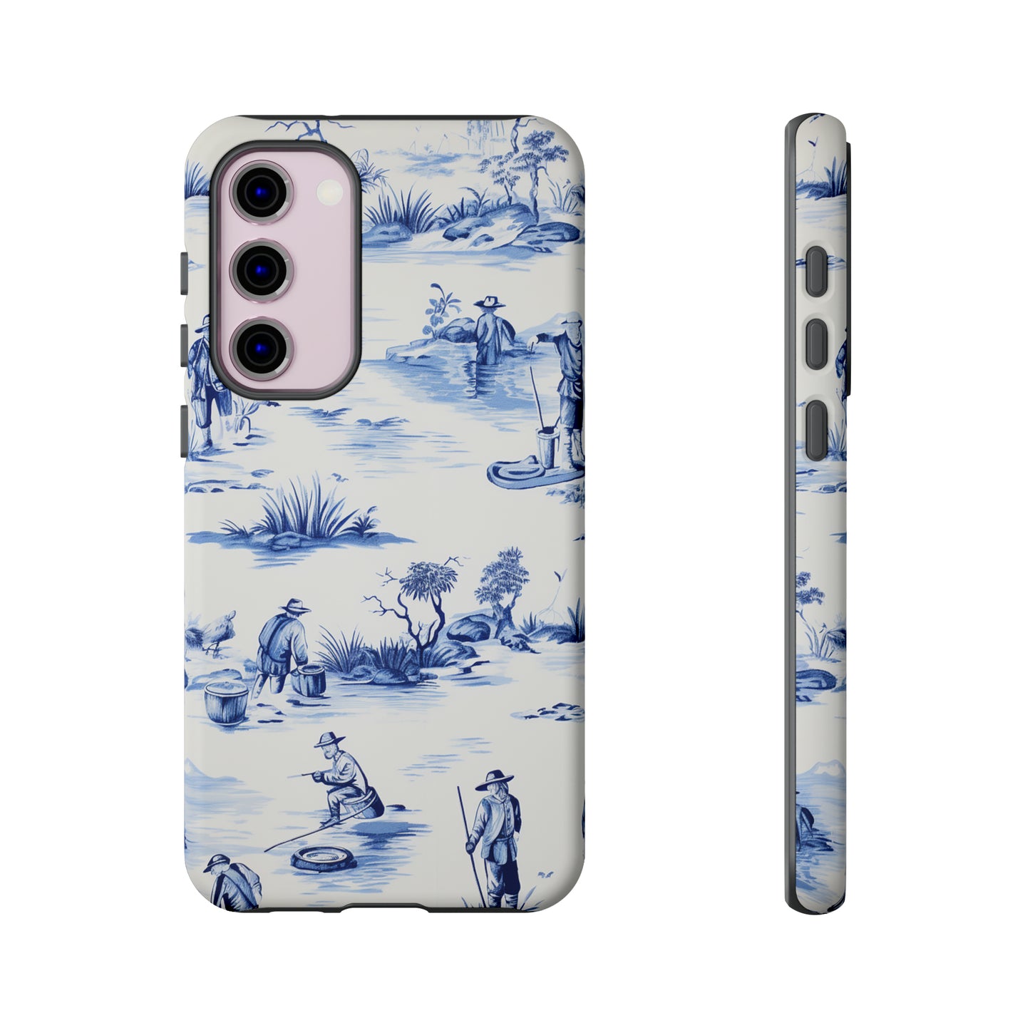 Fly Fishermen - Royal Blue Toile Pattern - Tough Cases