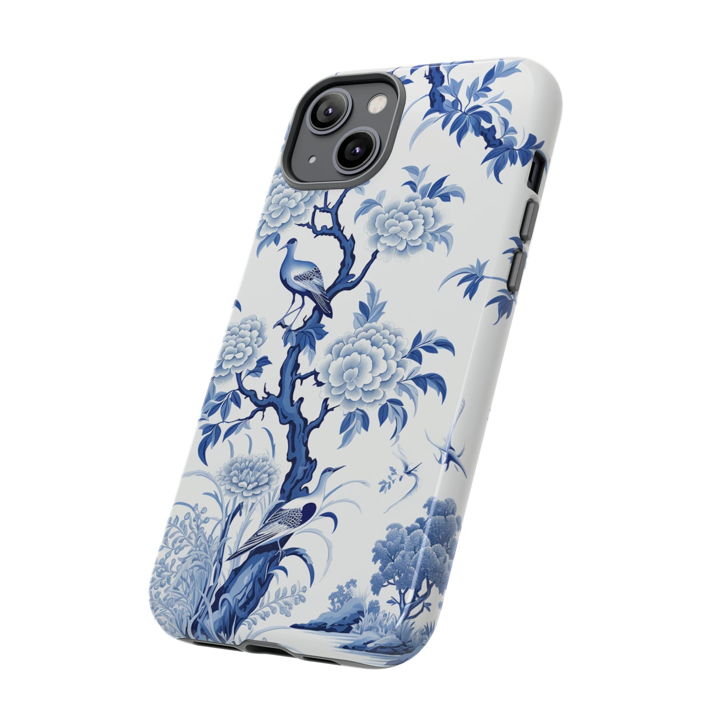 Birds in the wood - Royal Blue Toile Pattern - Tough Cases