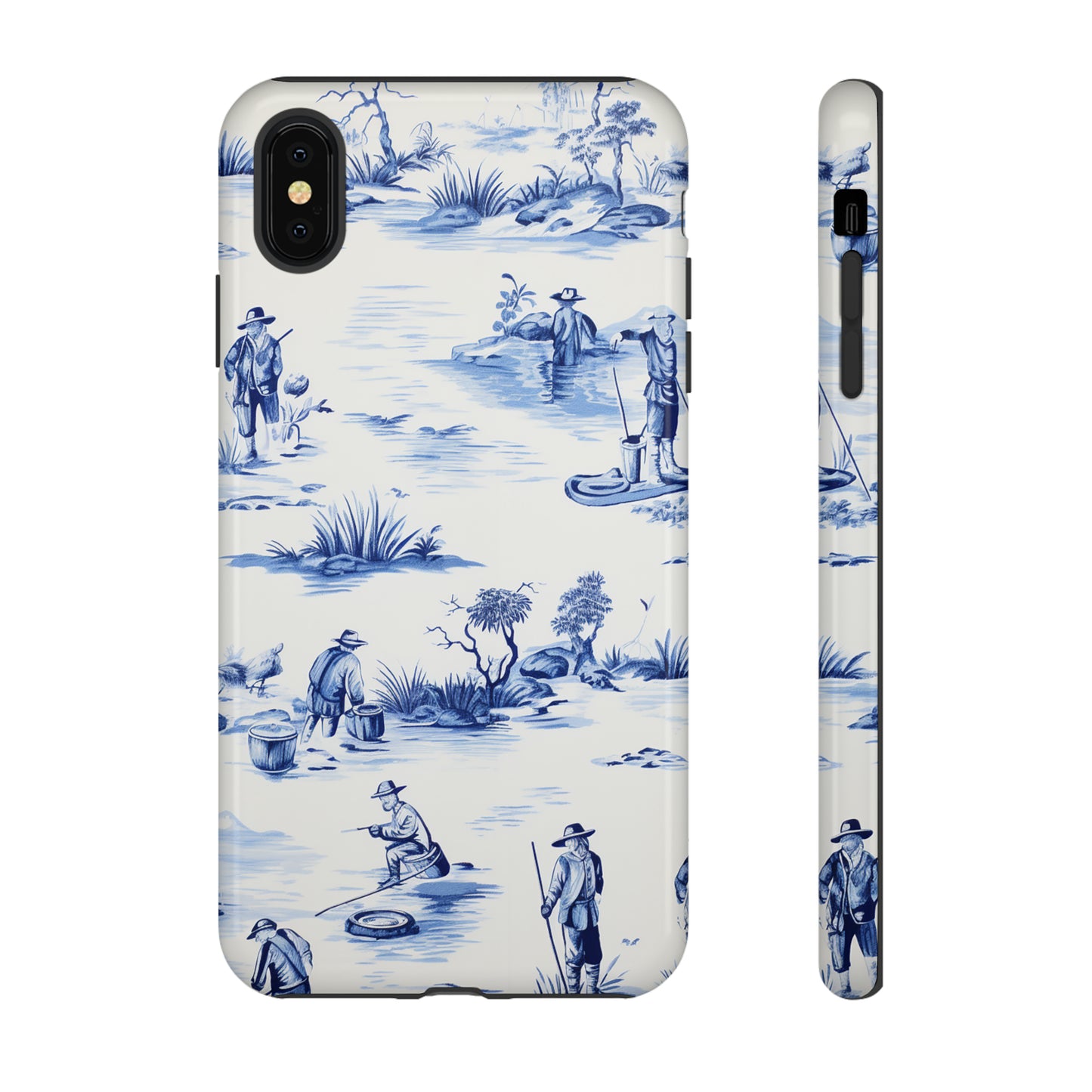 Fly Fishermen - Royal Blue Toile Pattern - Tough Cases