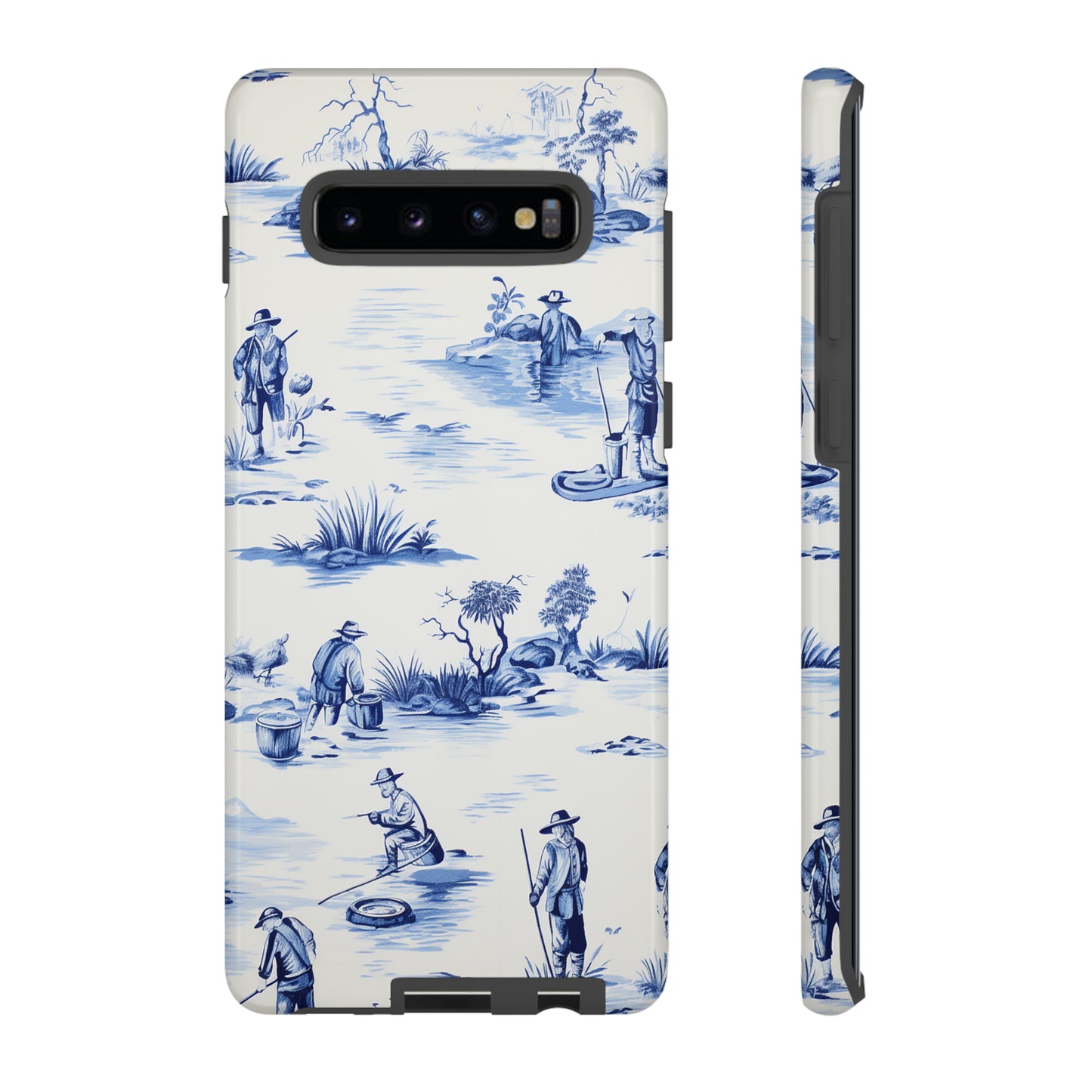 Fly Fishermen - Royal Blue Toile Pattern - Tough Cases