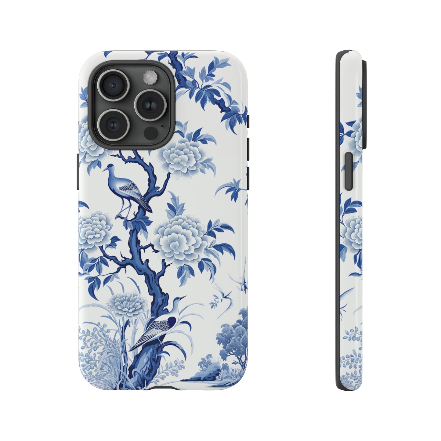 Birds in the wood - Royal Blue Toile Pattern - Tough Cases