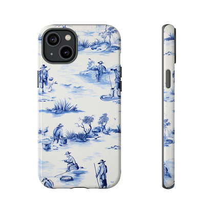 Fly Fishermen - Royal Blue Toile Pattern - Tough Cases