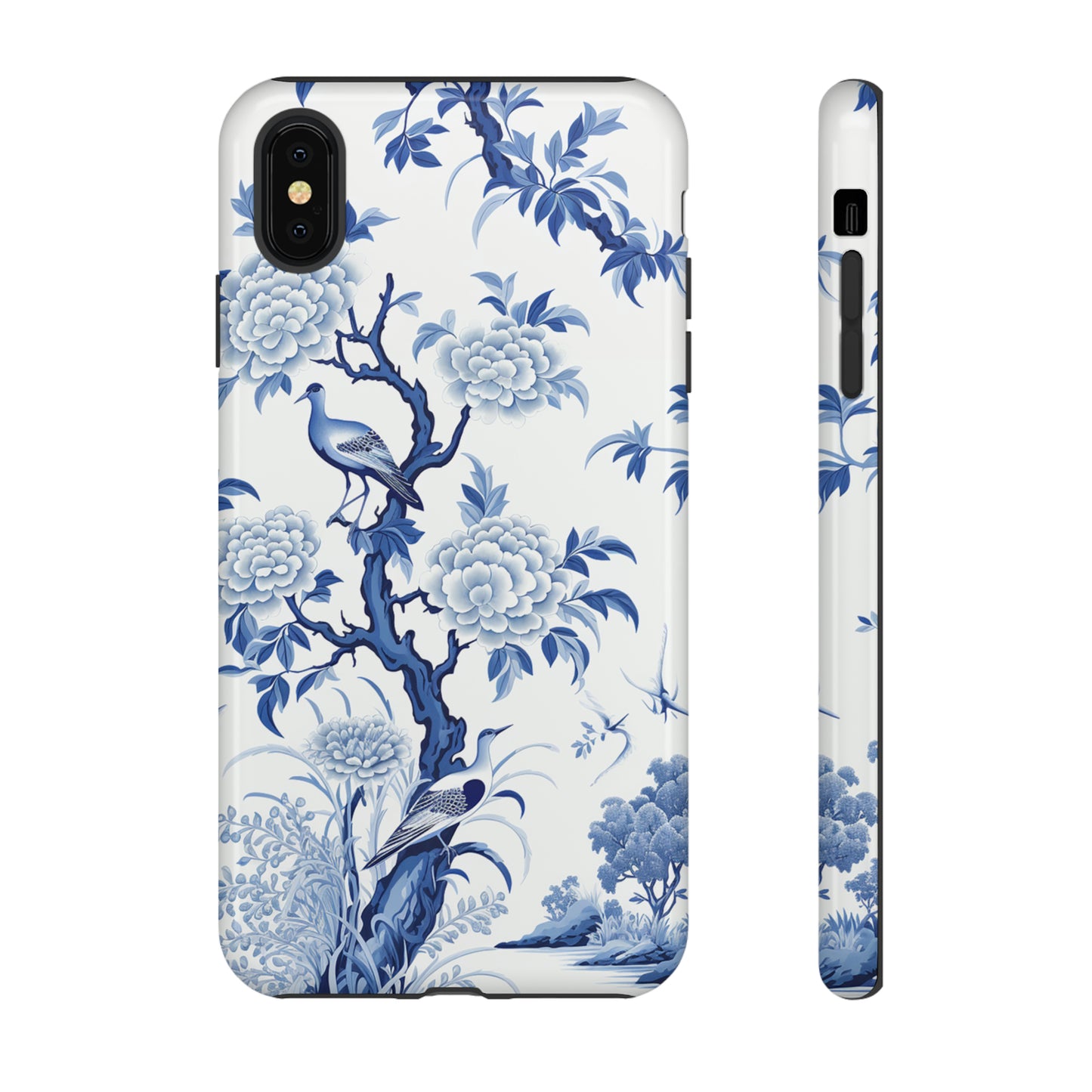 Birds in the wood - Royal Blue Toile Pattern - Tough Cases