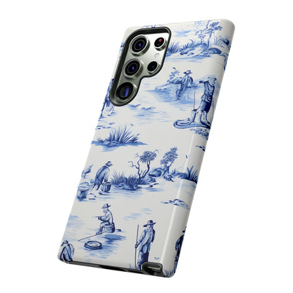 Fly Fishermen - Royal Blue Toile Pattern - Tough Cases