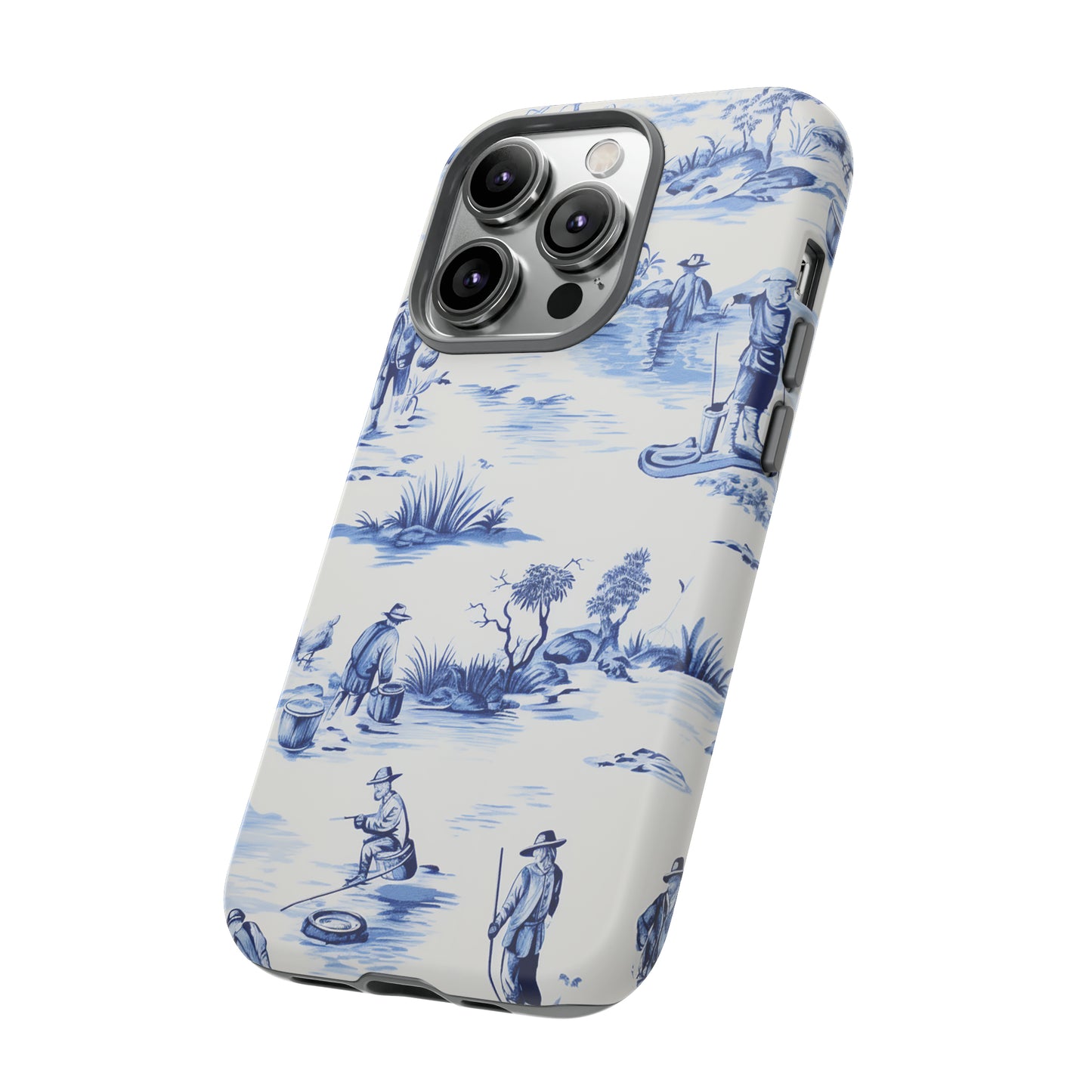 Fly Fishermen - Royal Blue Toile Pattern - Tough Cases