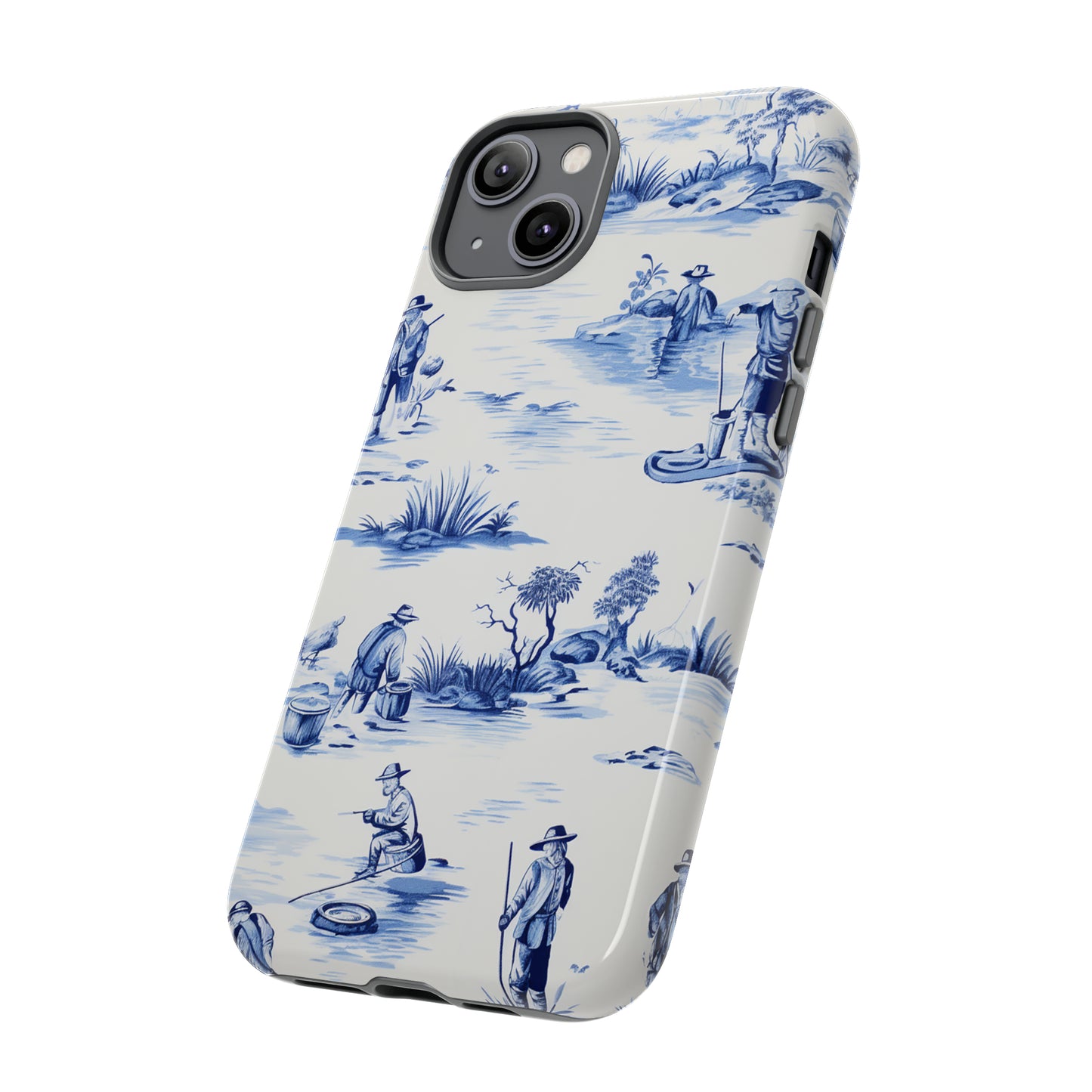 Fly Fishermen - Royal Blue Toile Pattern - Tough Cases