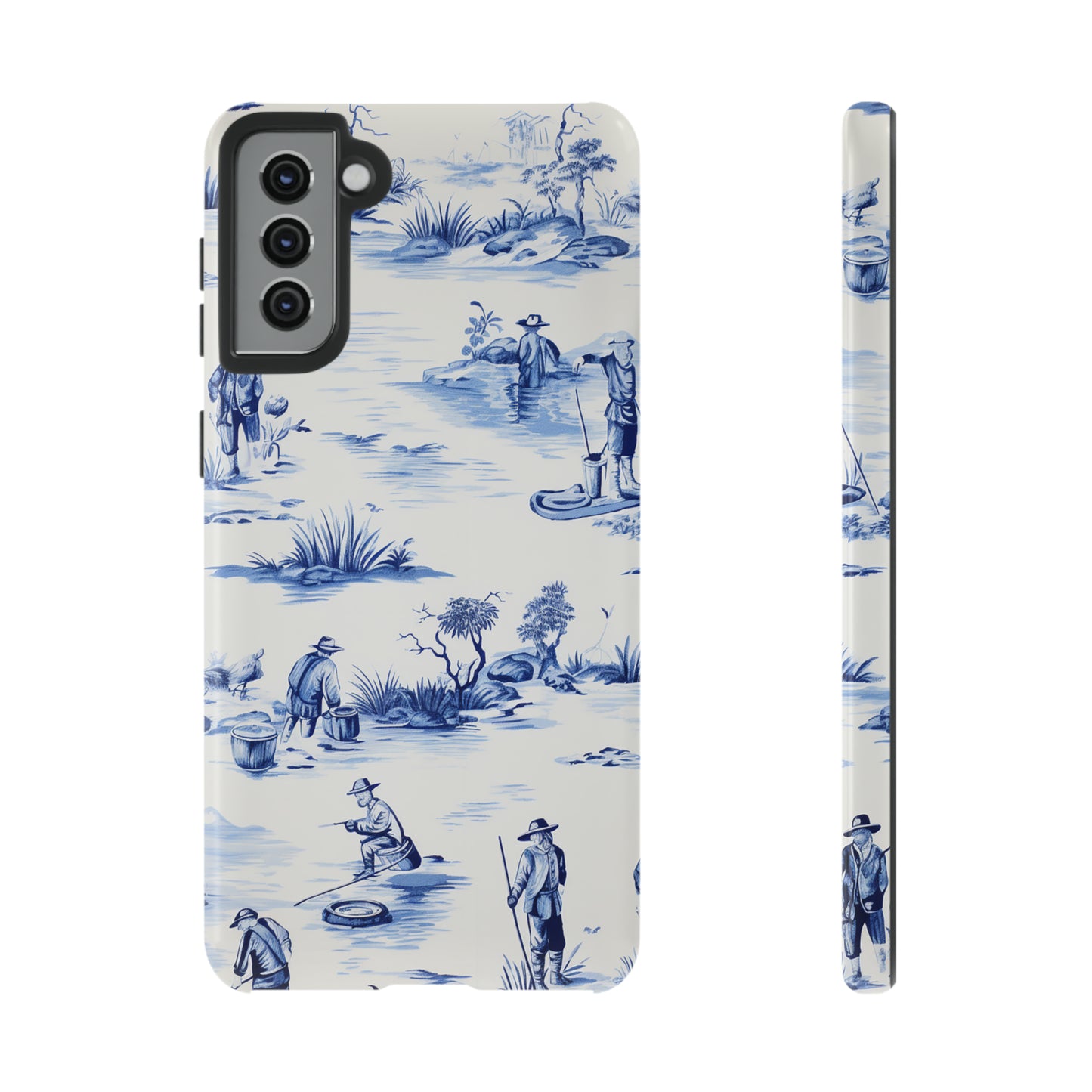 Fly Fishermen - Royal Blue Toile Pattern - Tough Cases