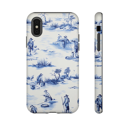 Fly Fishermen - Royal Blue Toile Pattern - Tough Cases