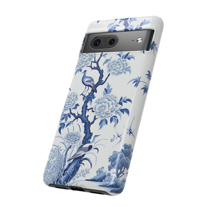 Birds in the wood - Royal Blue Toile Pattern - Tough Cases