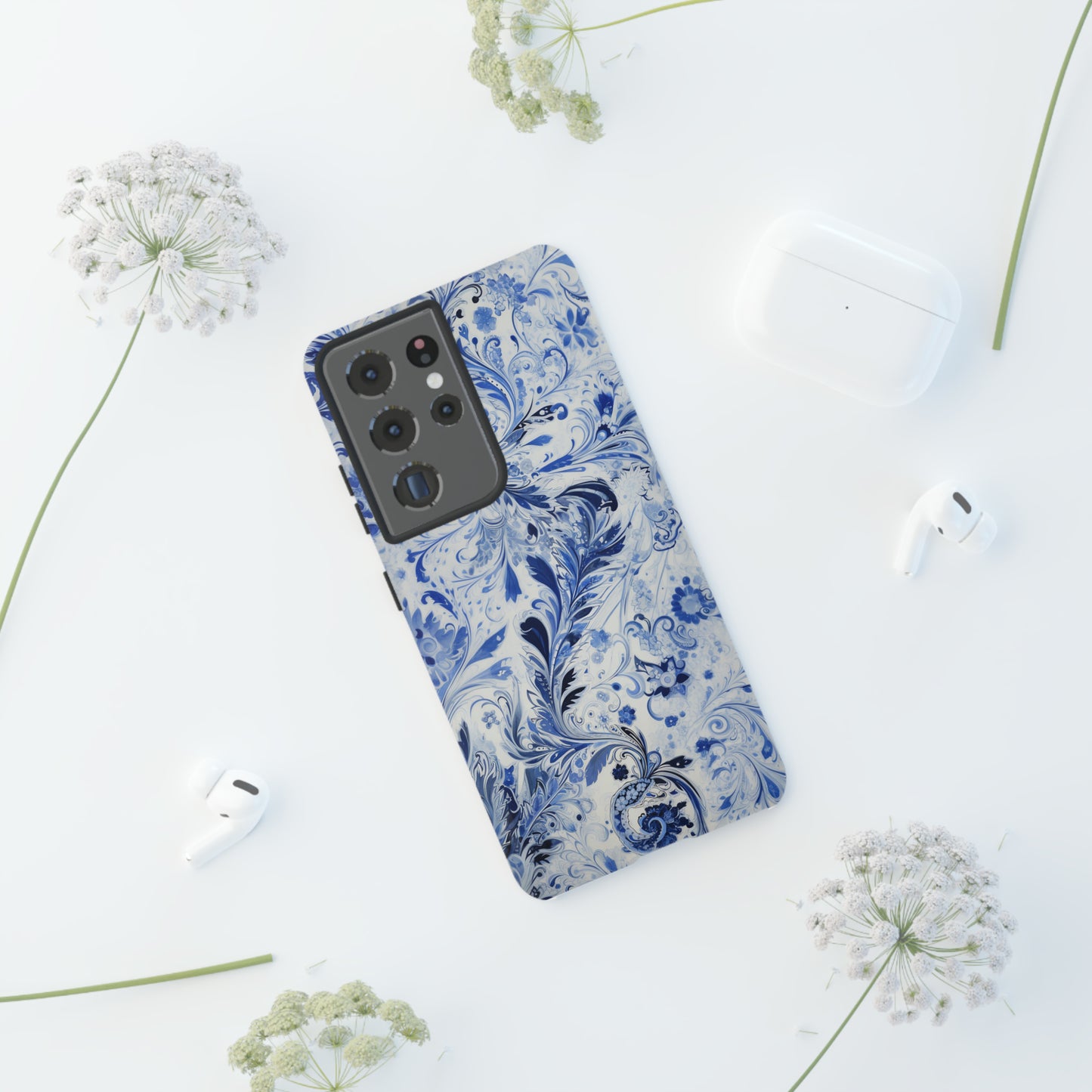 Silver Blue Paisley - Tough Cases