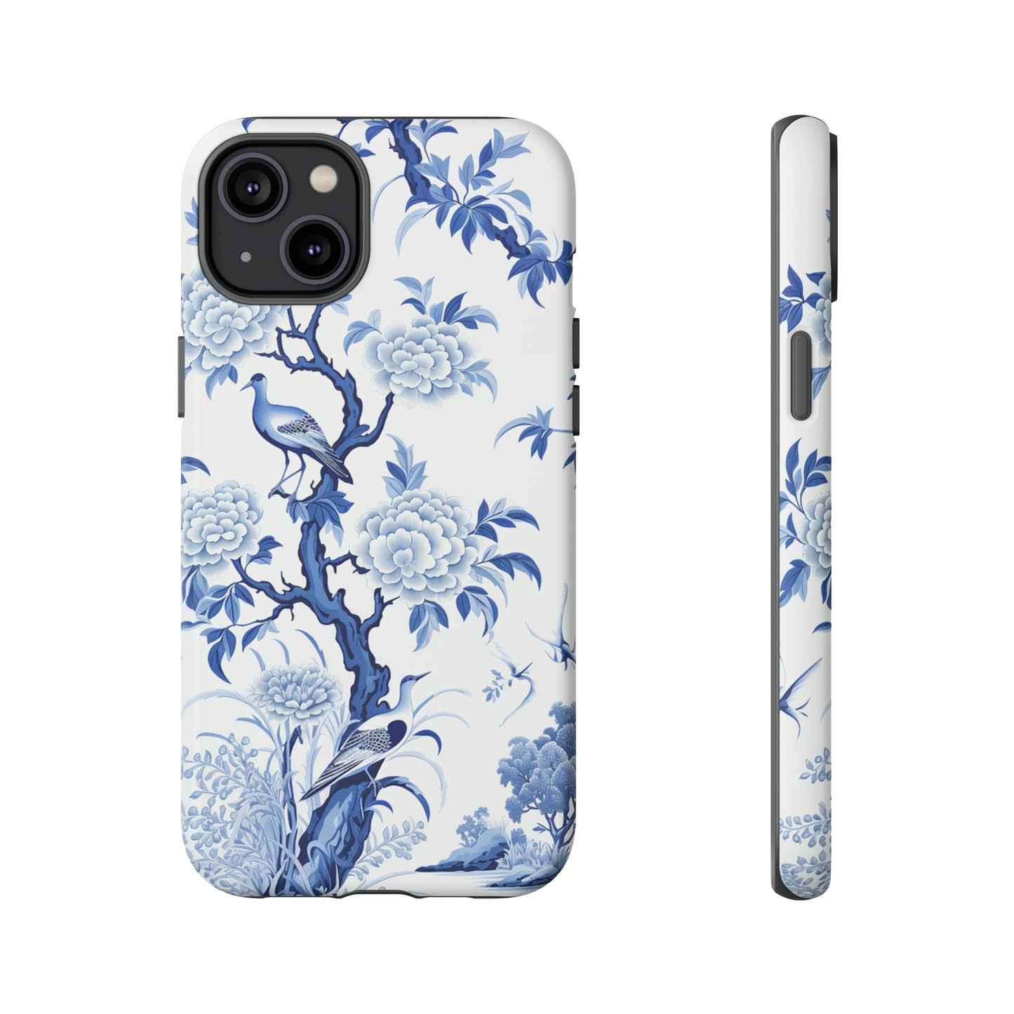 Birds in the wood - Royal Blue Toile Pattern - Tough Cases