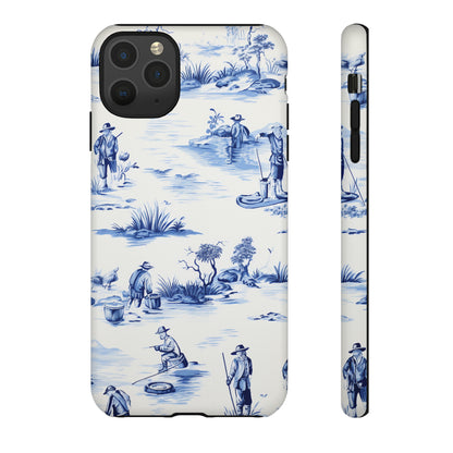 Fly Fishermen - Royal Blue Toile Pattern - Tough Cases