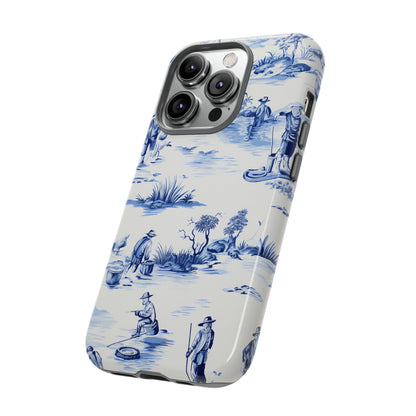 Fly Fishermen - Royal Blue Toile Pattern - Tough Cases