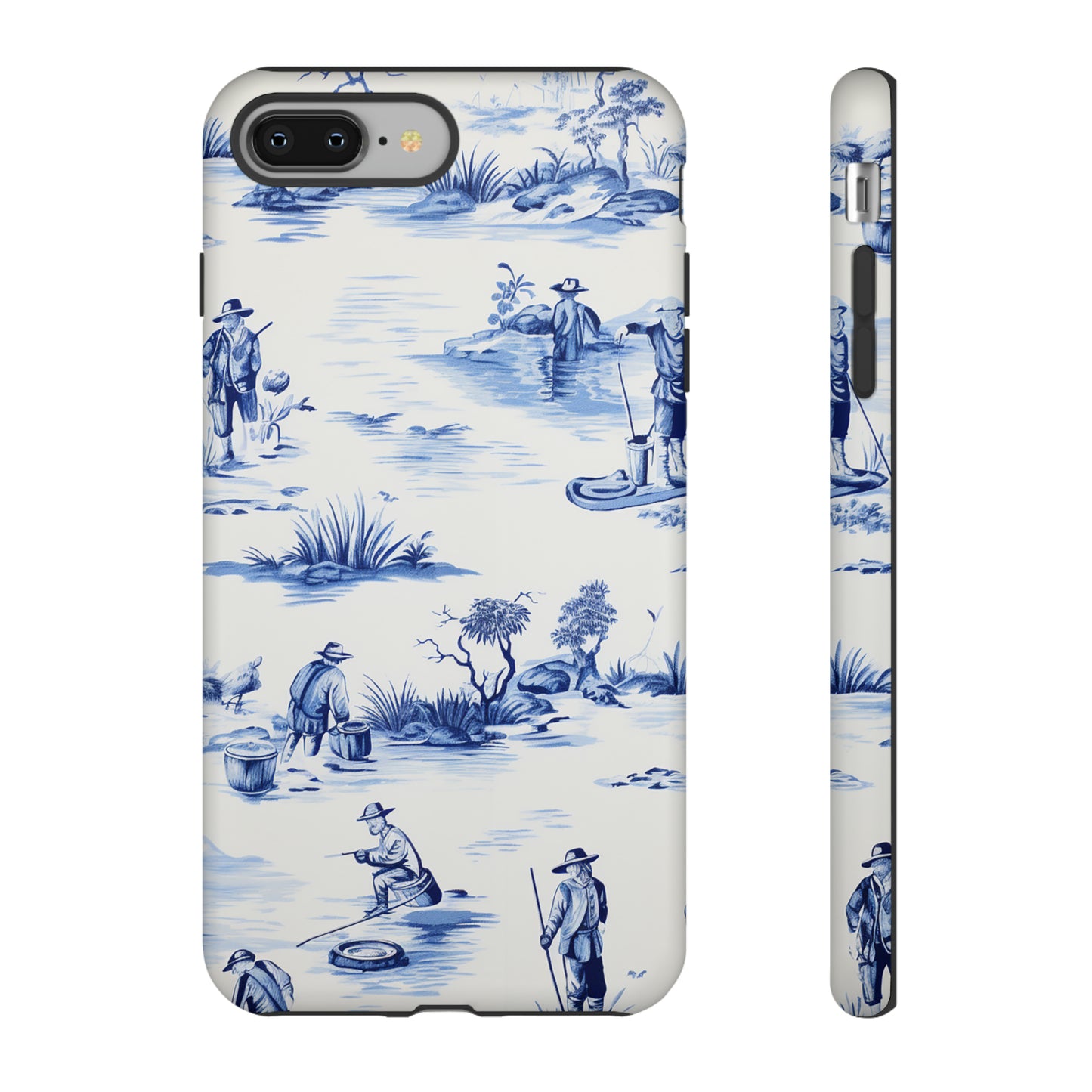 Fly Fishermen - Royal Blue Toile Pattern - Tough Cases