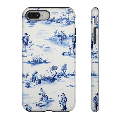 Fly Fishermen - Royal Blue Toile Pattern - Tough Cases