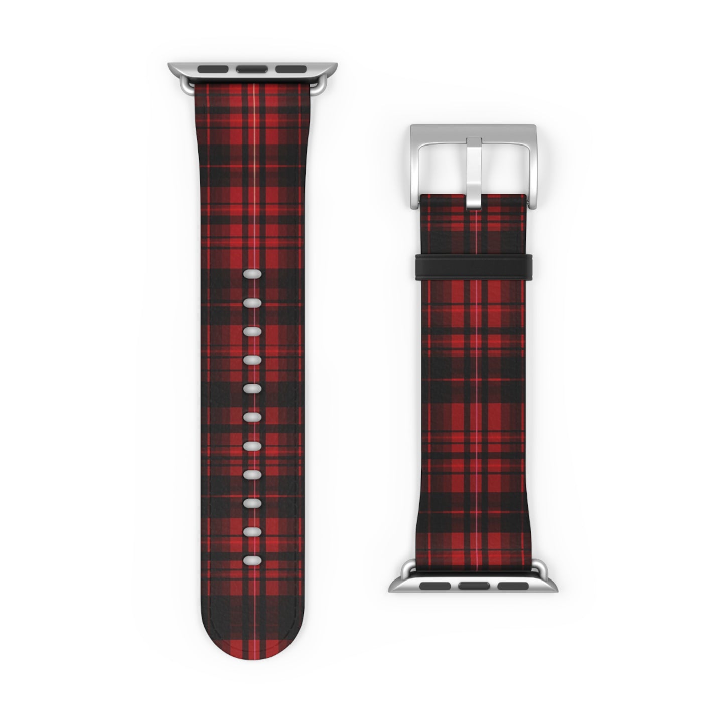 Apple Watch Strap - Cherry Red Tartan | Faux Leather | Gold Rose-Gold Silver Black Fittings | Vegan Leather | Acid Green | 2024