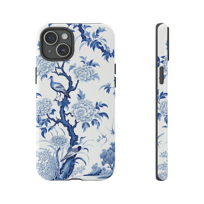 Birds in the wood - Royal Blue Toile Pattern - Tough Cases