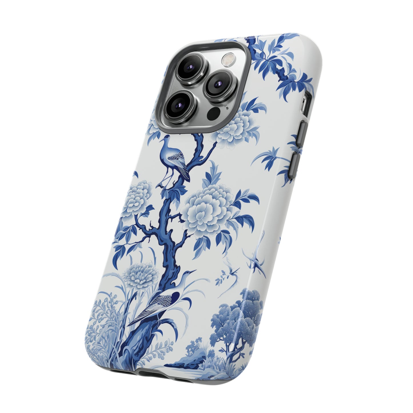 Birds in the wood - Royal Blue Toile Pattern - Tough Cases