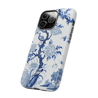 Birds in the wood - Royal Blue Toile Pattern - Tough Cases