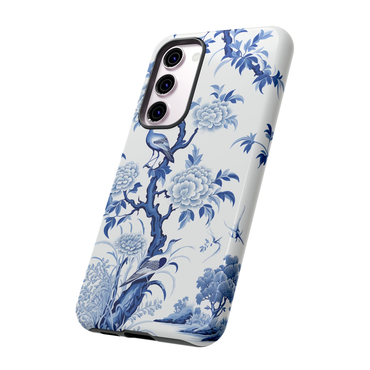 Birds in the wood - Royal Blue Toile Pattern - Tough Cases